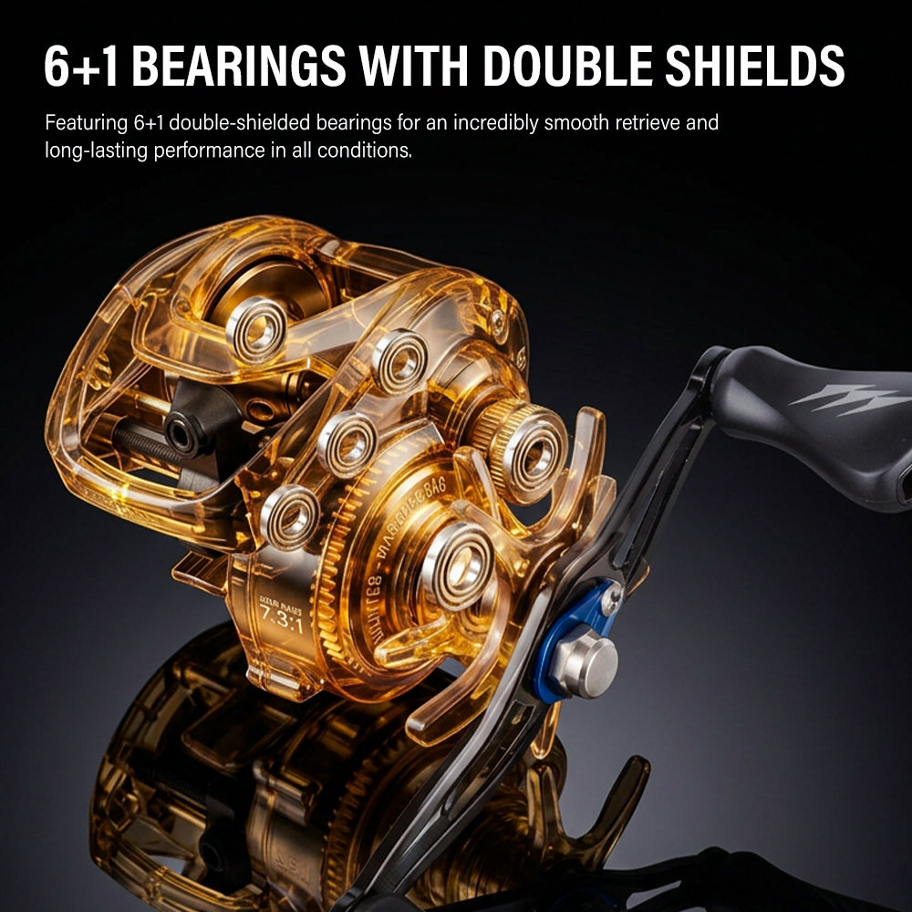 SeaHunter Saturn Baitcasting Reel 7.3:1 Gear Ratio Magnetic Brake Saltwater Freshwater Fishing Reel 1PC