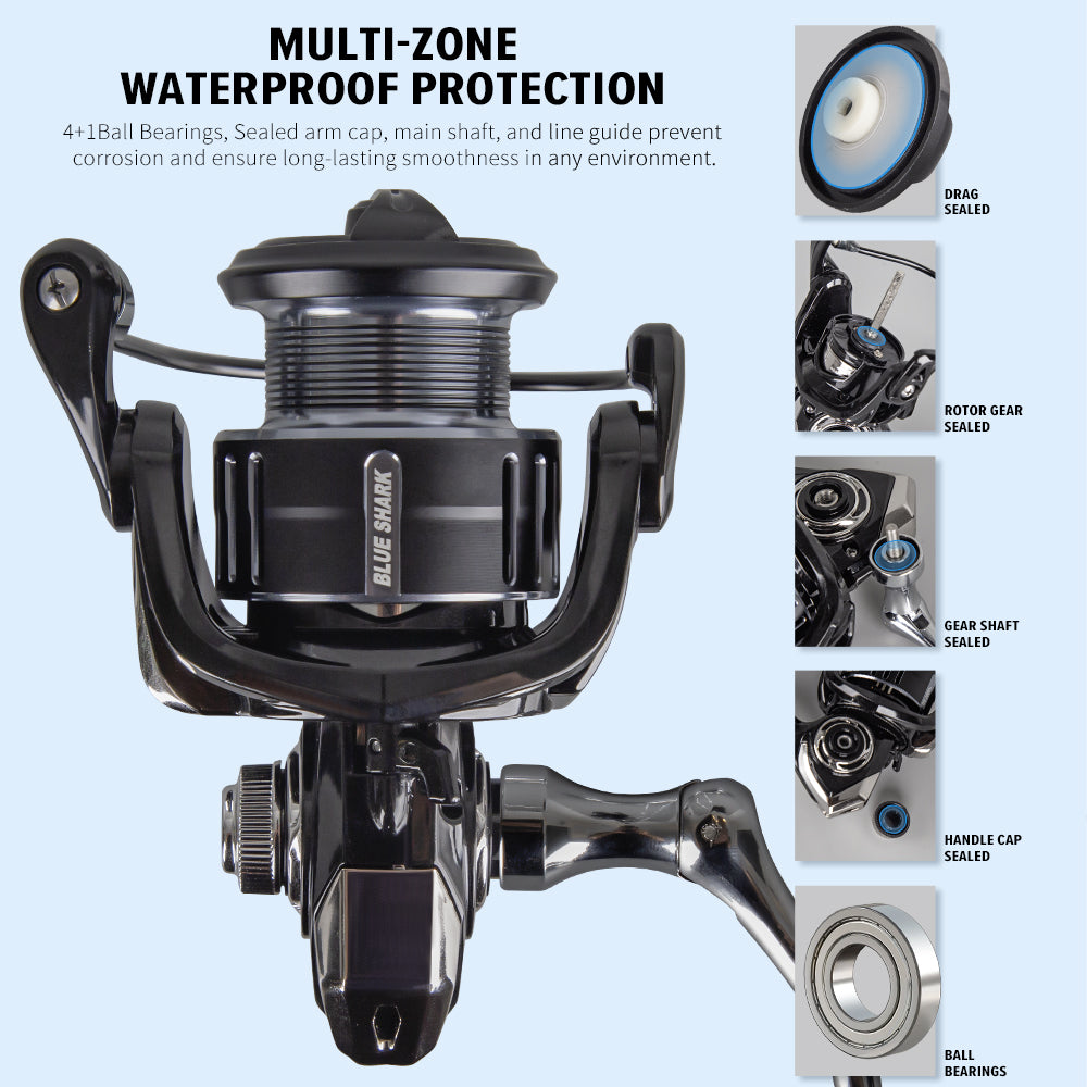 SeaHunter Blue Shark Power Handle Spinning Reel 13KG Drag Lightweight Professional 1PC