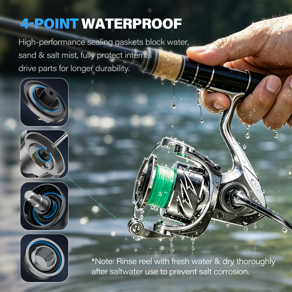 SeaHunter Turbo MAX Spinning Reel 12+1BB 15KG Drag Carbon Fiber Frame Waterproof