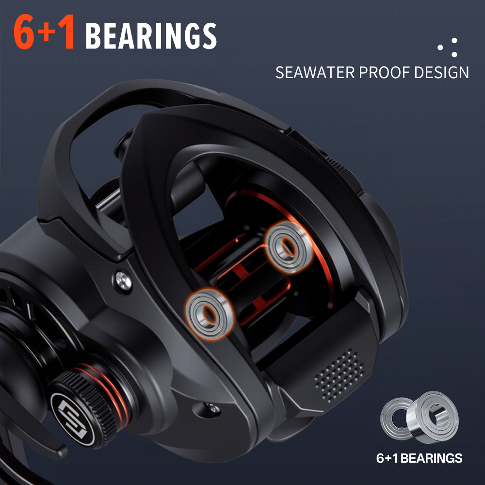 SeaHunter Black Arrow BC Reel 7.2:1 Gear Ratio 155g Ultralight 20-Level Magnetic Brake 1PC