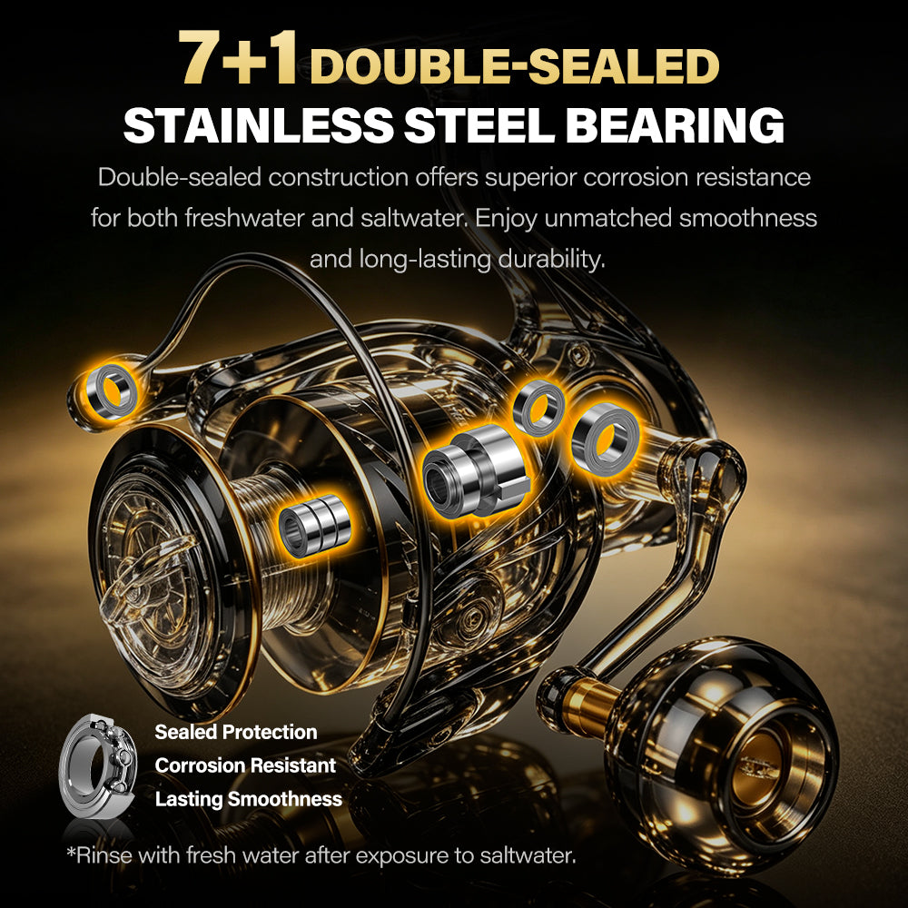 SeaHunter Orion SW Heavy-Duty Saltwater Spinning Reel All-Metal Body CNC Precision Brass Gear 30KG Max Drag 7+1 Double-Sealed Stainless Steel Bearings