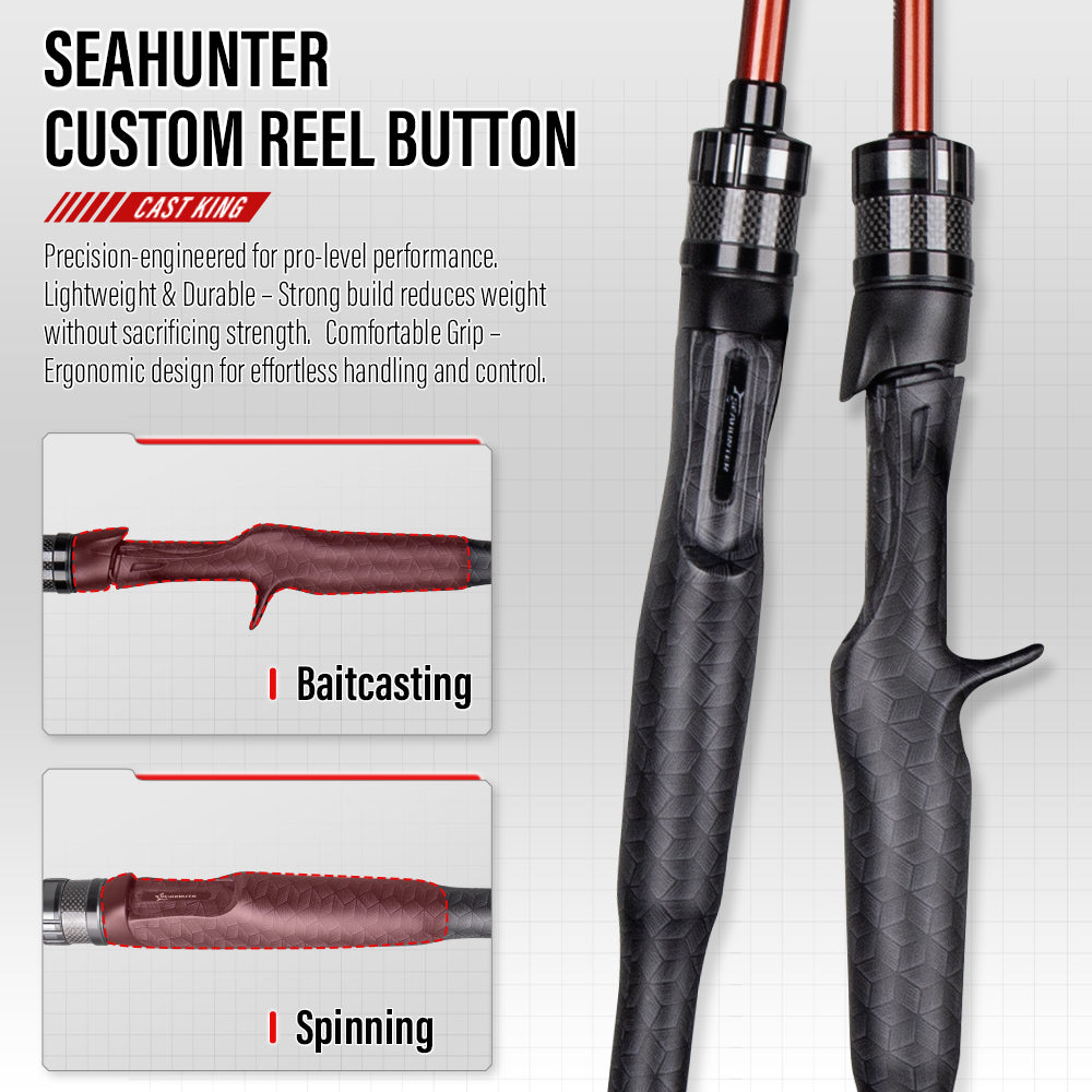 SeaHunter CAST KING Double Tip Carbon Fishing Rod Fuji Guides Casting Spinning Pole