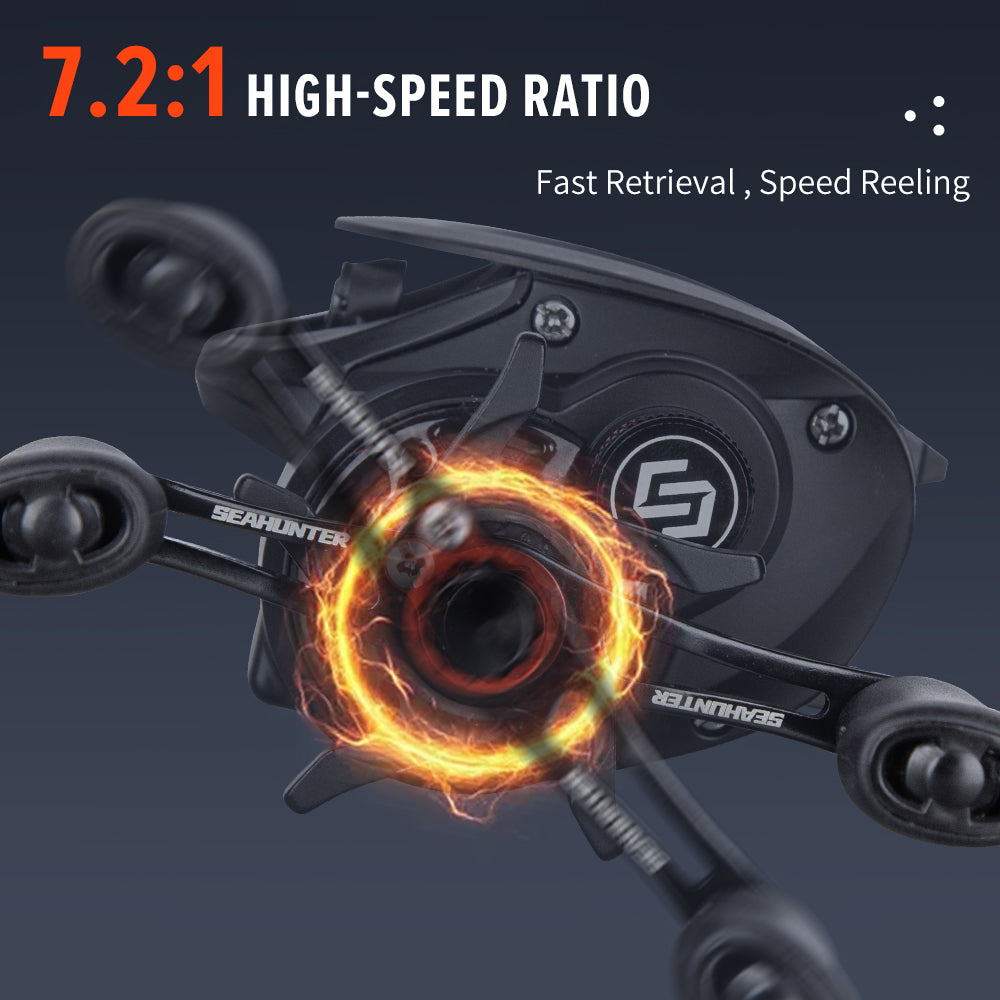 SeaHunter Black Arrow BC Reel 7.2:1 Gear Ratio 155g Ultralight 20-Level Magnetic Brake 1PC