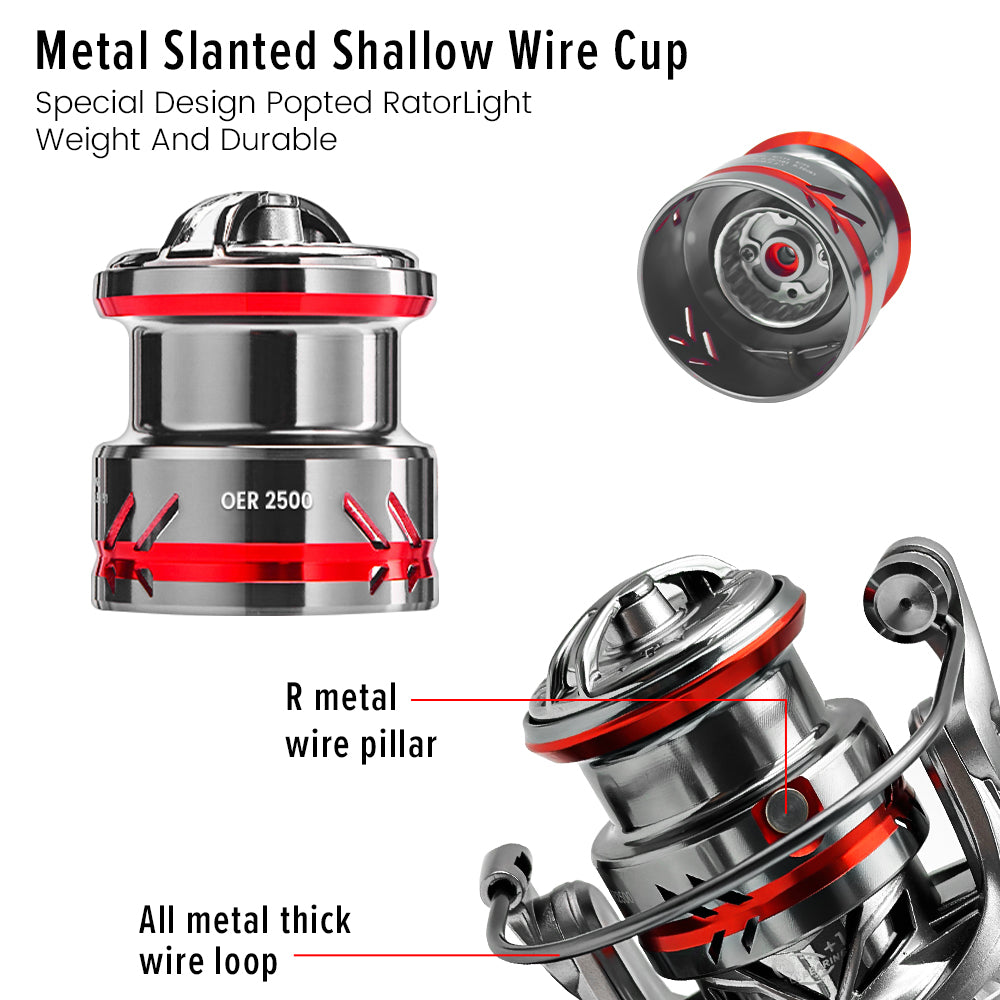 SeaHunter OER Power Handle Spinning Reel 12kg Max Drag Aluminum Shallow Spool Fishing Reel 1PC
