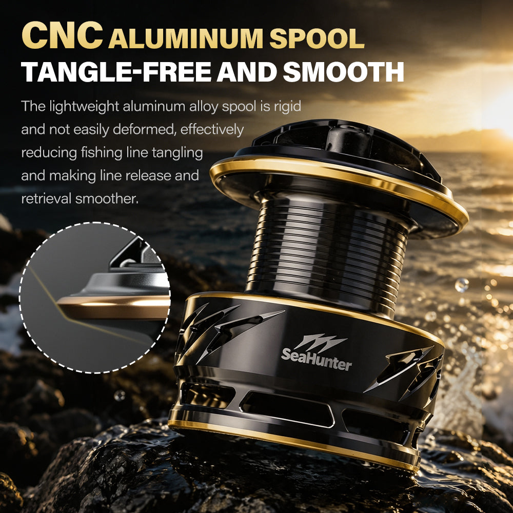 SeaHunter Orion SW Heavy-Duty Saltwater Spinning Reel All-Metal Body CNC Precision Brass Gear 30KG Max Drag 7+1 Double-Sealed Stainless Steel Bearings