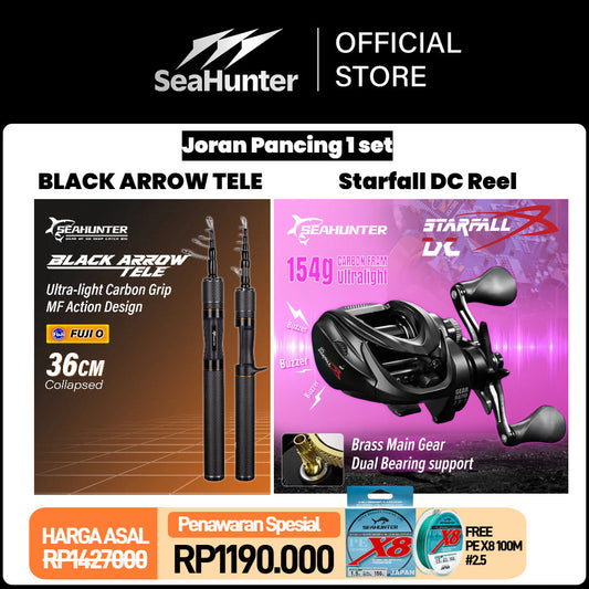 SeaHunter Starfall DC Set Intelligent Anti-Backlash Reel Telescopic Rod PE X8 Line Professional Combo