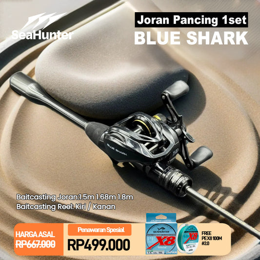 SeaHunter Blue Shark UL Rod 150g BC Reel PE X8 Line Set Ultralight Finesse 1Set