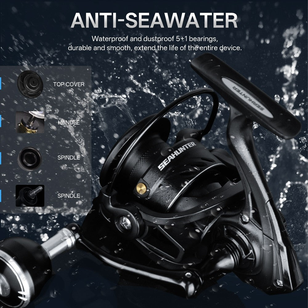 SeaHunter Tinghe Pro Spinning Reel 15kg Drag Carbon Fiber Power Handle Saltwater Freshwater Fishing Reel 1PC