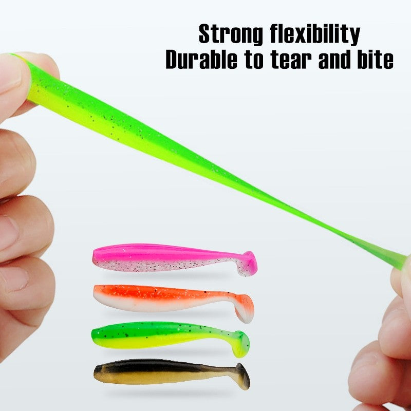 SeaHunter 7cm/2g T-Tail Soft Bait: 66PCS Complete Fishing Set with Hooks & Box - All-Water Versatility