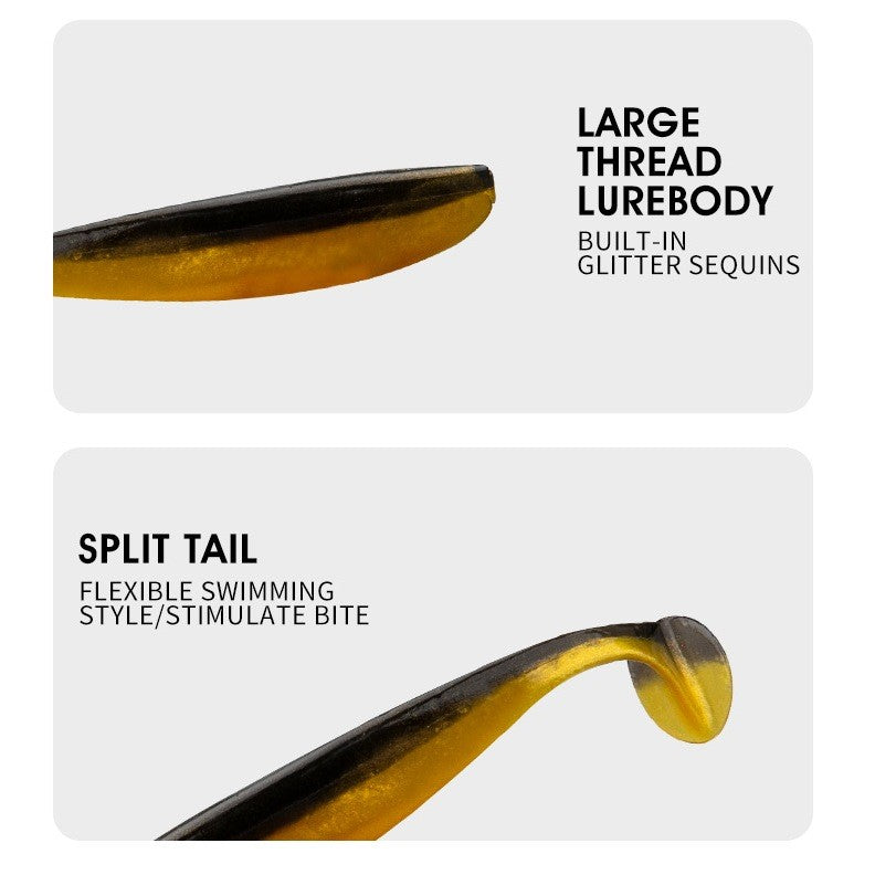 SeaHunter 7cm/2g T-Tail Soft Bait: 66PCS Complete Fishing Set with Hooks & Box - All-Water Versatility