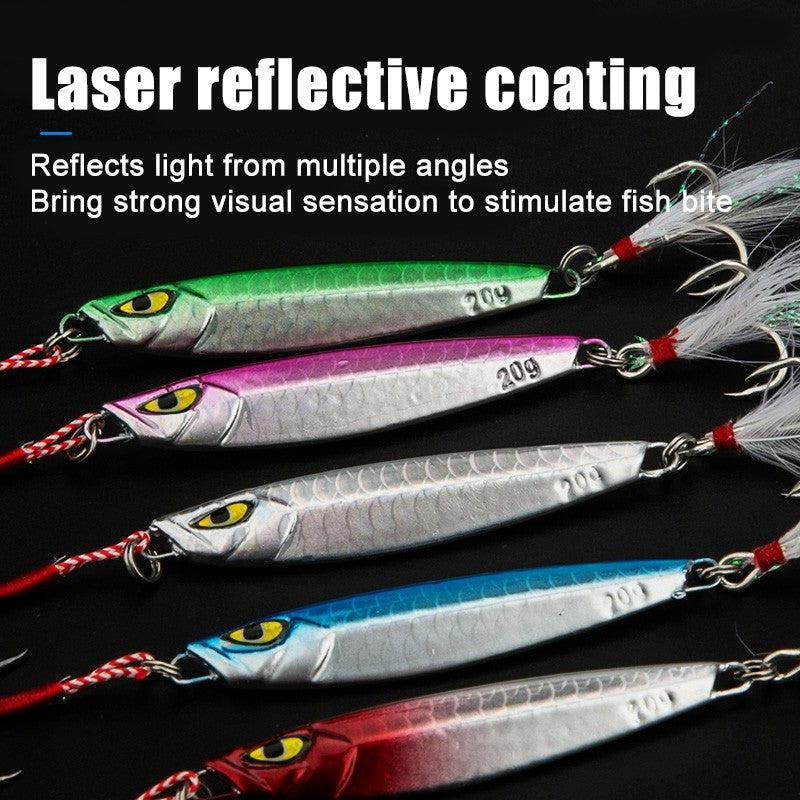 SeaHunter Metal Jig Set: 10g-20g Laser Fish-Scale Casting Lures for Saltwater & Freshwater - 5PCS/Box
