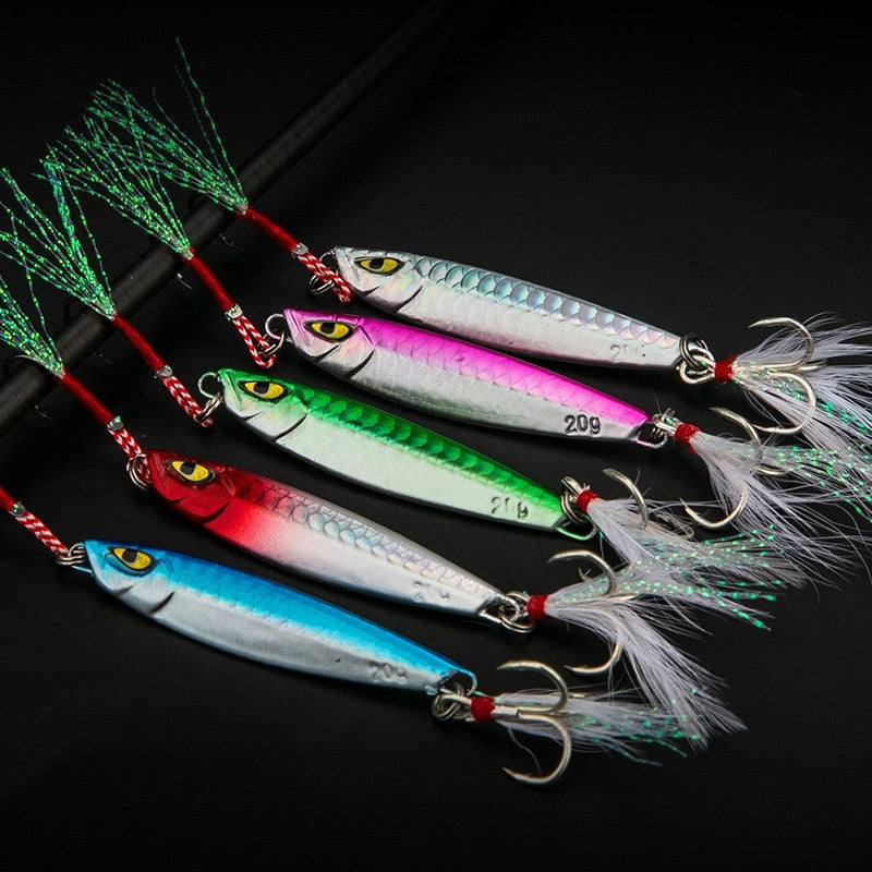 SeaHunter Metal Jig Set: 10g-20g Laser Fish-Scale Casting Lures for Saltwater & Freshwater - 5PCS/Box