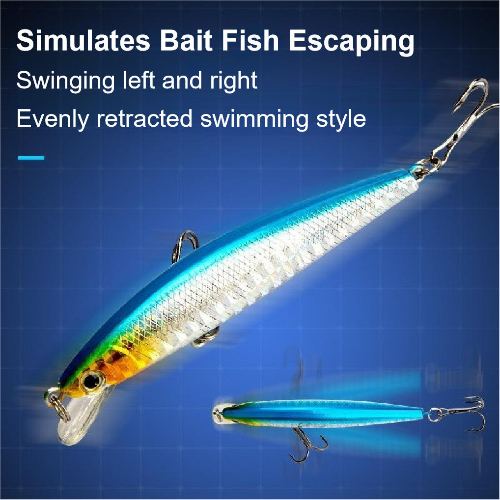 SeaHunter Long-Cast Floating Minnow: 8cm/7g Laser Coating Fishing Lure for Predators - 5PCS/Set