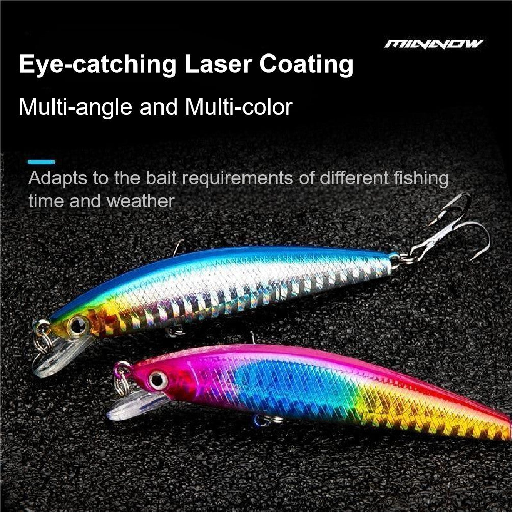 SeaHunter Long-Cast Floating Minnow: 8cm/7g Laser Coating Fishing Lure for Predators - 5PCS/Set