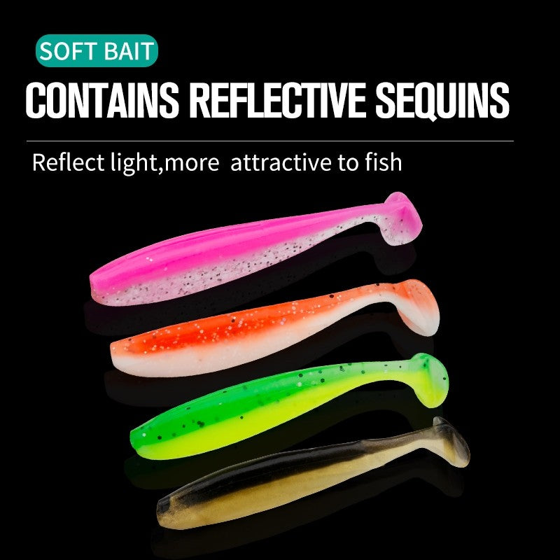 SeaHunter T-Tail Soft Bait: 6.5cm/1.8g High-Vibration Finesse Lure Set with Box - 66PCS/Kit