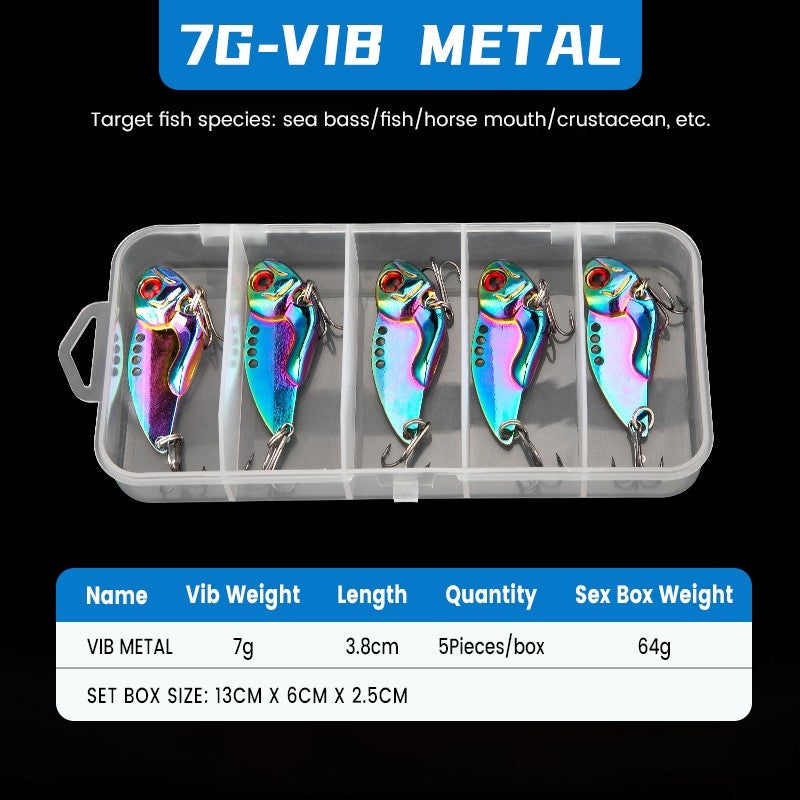 SeaHunter 5pcs Metal VIB Fishing Lure Set 4cm 7g Sinking Baits with Tackle Box 1Set