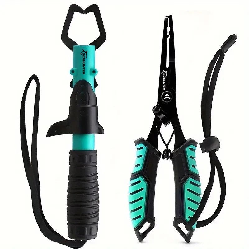 SeaHunter Fishing Tool Set: 20cm Lip Grip & 18cm Pliers for Saltwater & Freshwater - 2PCS/Set