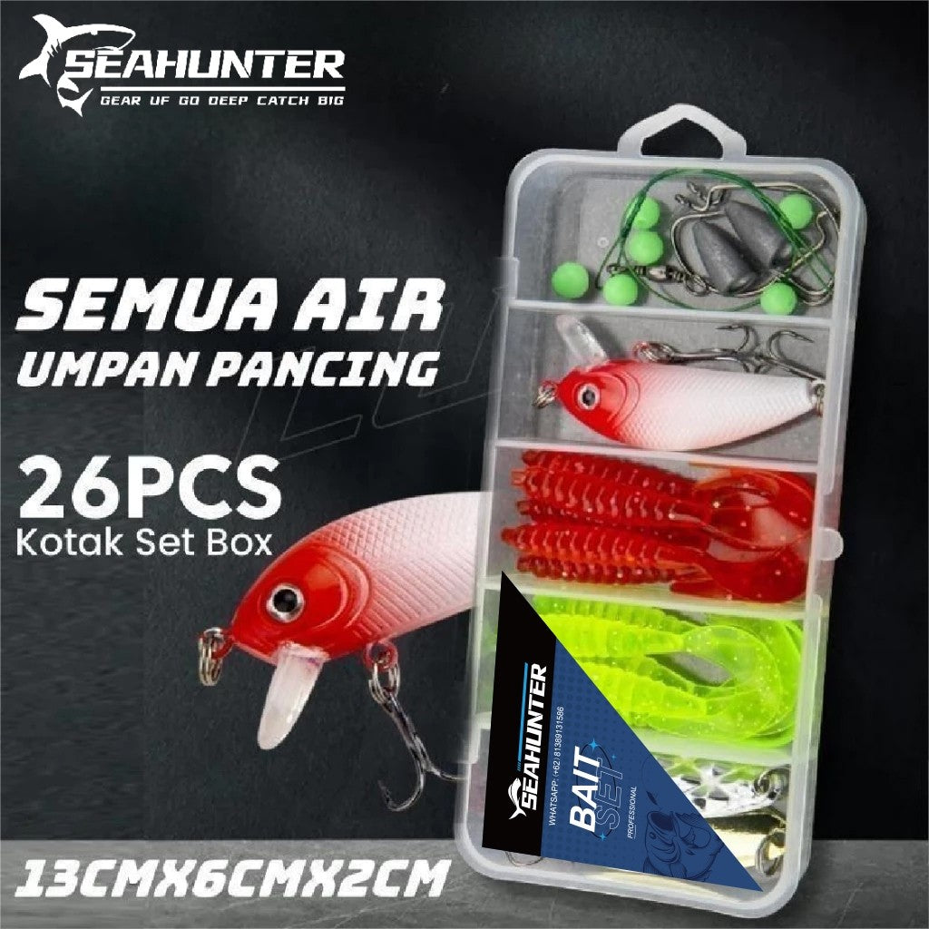SeaHunter Soft Bait Fishing Lure Set 10pcs Paddle Tail T-Tail with Hooks and Box 1Set