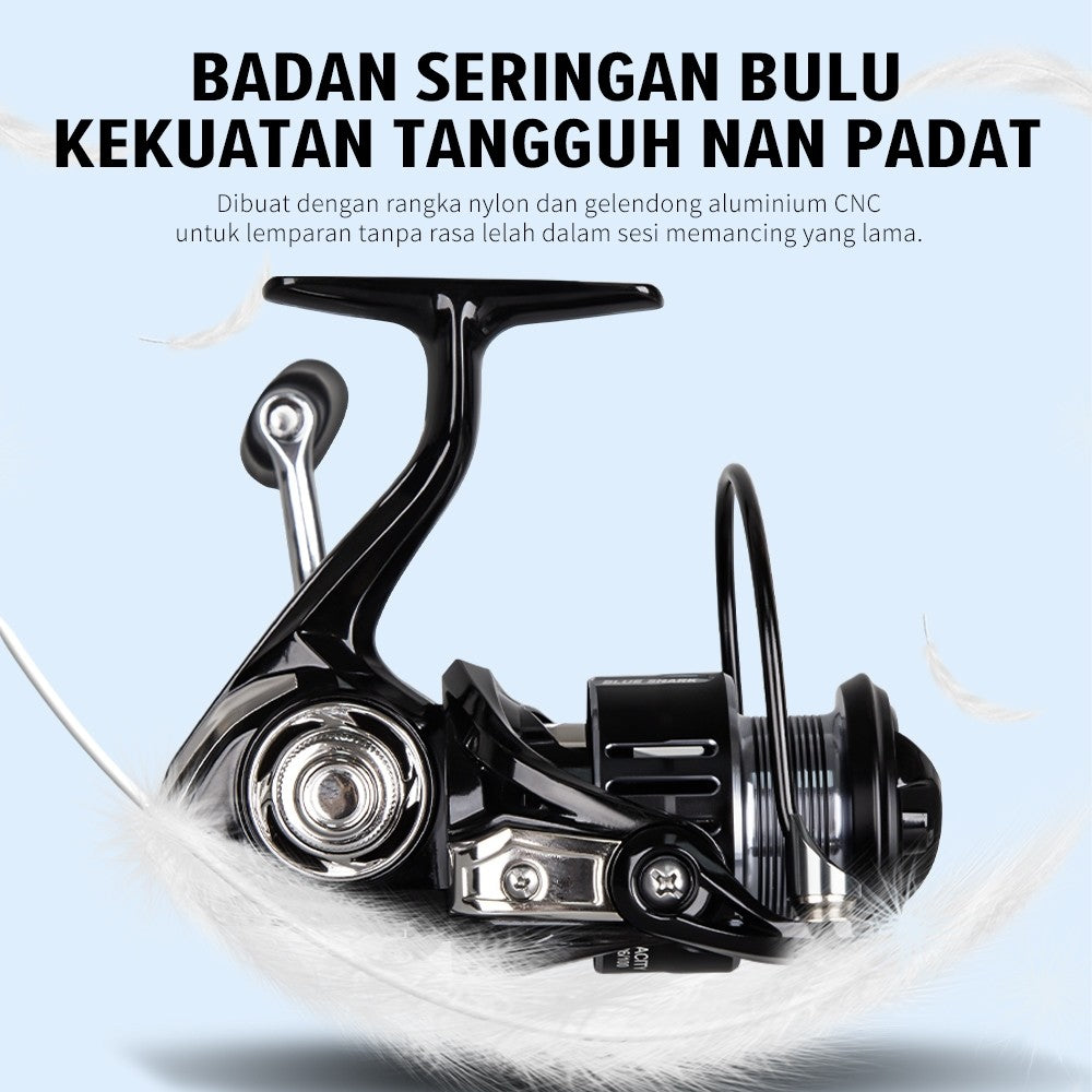 [OFFICIAL] SeaHunter Blue Shark Reel Pancing Power Handle Spinning reel,BB 4+1 Bearings, 5.2:1 Gear Ratio, Max 8KG Drag,Kumparan Dangkal Aluminium,Freshwater/Saltwater Fishing