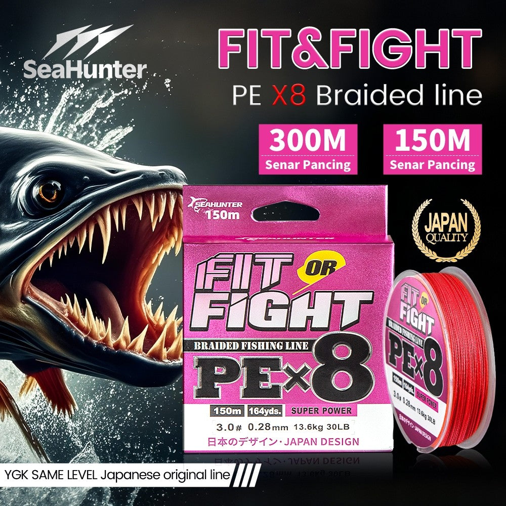 SeaHunter Fit or Fight PE X8 150M 300M Japanese Braided Fishing Line Saltwater 1PC