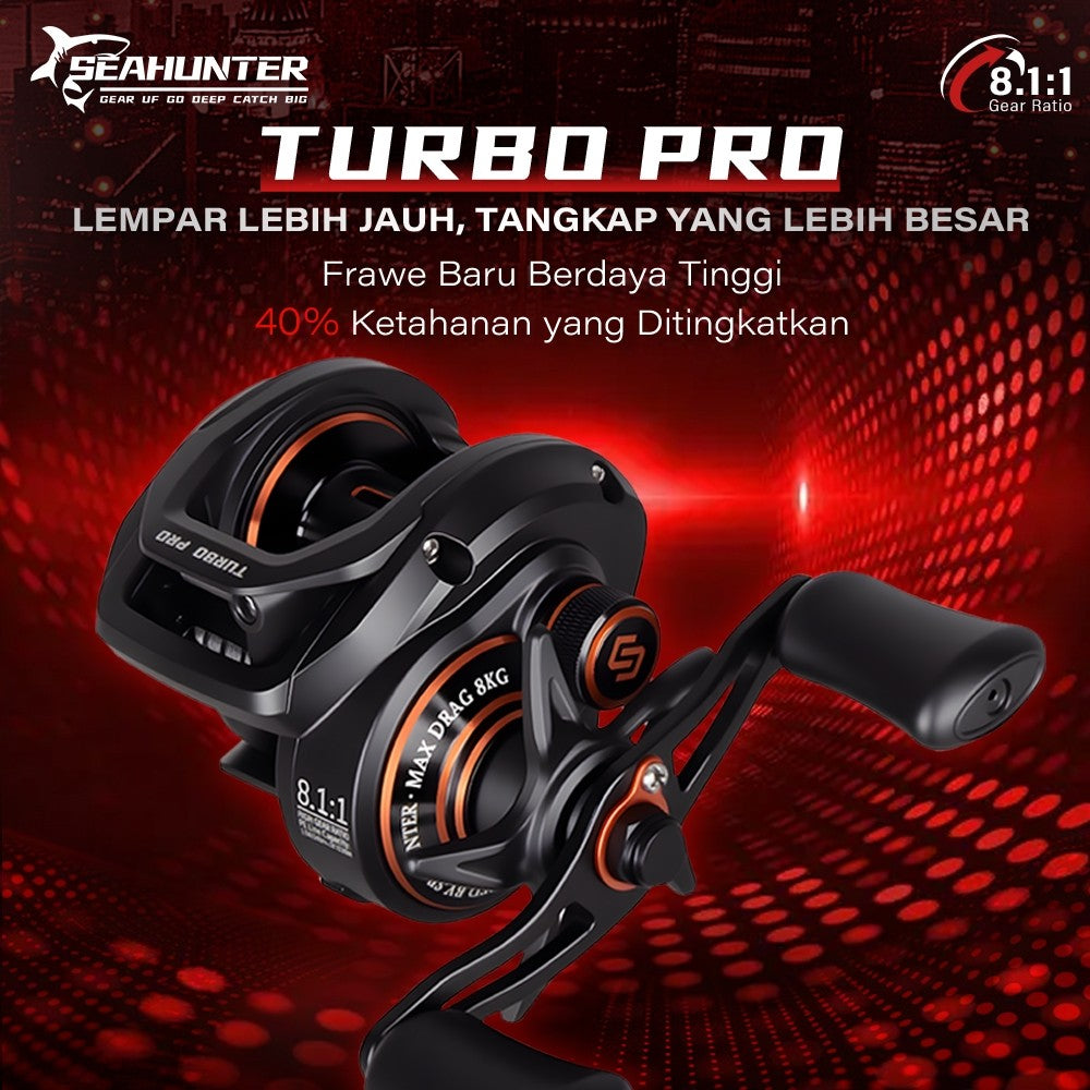 [OFFICIAL] SeaHunter Turbo Pro 8.1:1 Gear Ratio Reel + Cast King Baitcasting Joran Fishing Rod = 1 SET