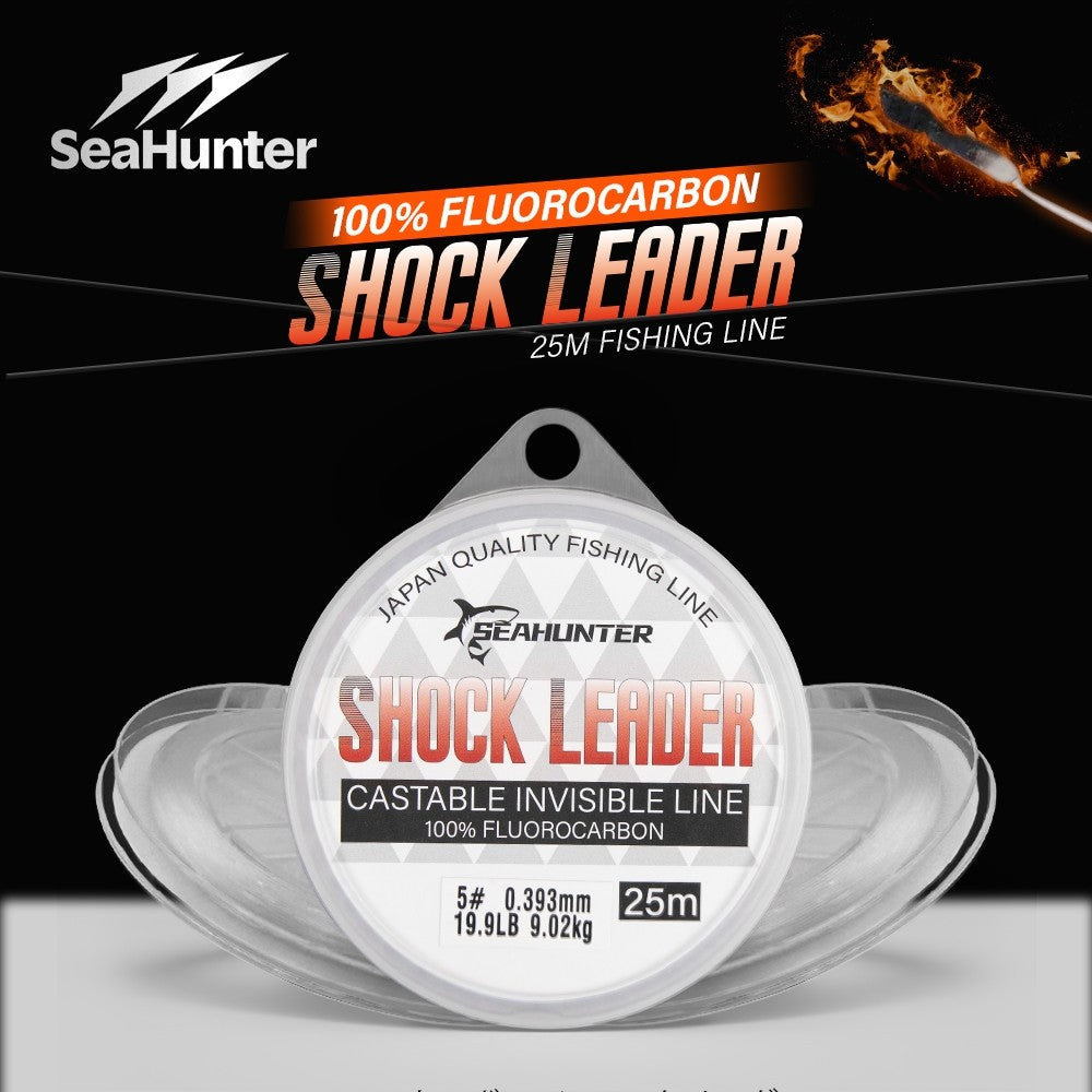SeaHunter 25M Fluorocarbon Coated Shock Leader Invisible Strong Saltwater Freshwater Clear Fishing Line 1PC