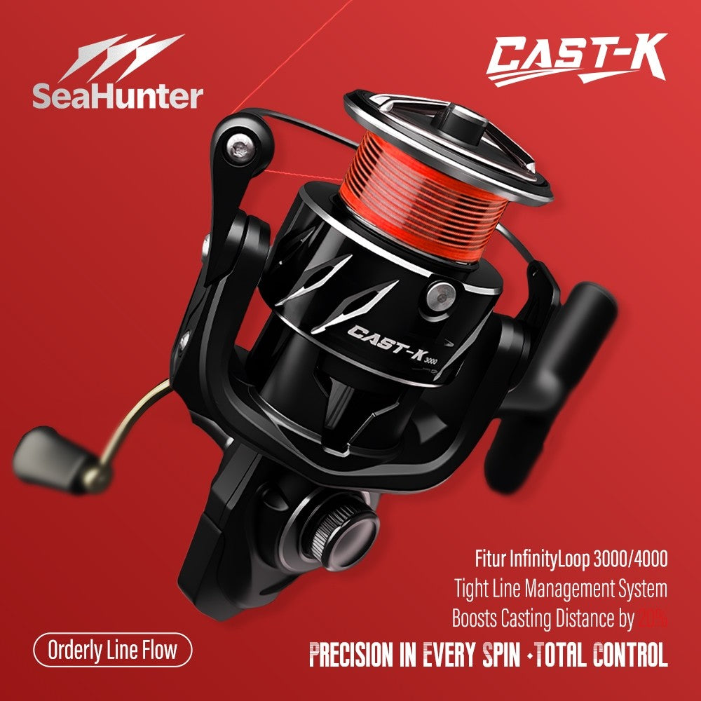 [OFFICIAL] Susunan Tali Rata Dan Padat 3000/4000 - SeaHunter CAST KING Power Handle Reel Pancing,7+1BB, 5.2:1 Gear Ratio,6KG MAX Grag,Stainless Steel Bearing, Full Carbon Material, Only 145g, 3 Waterproof Sections Suitable For Seawater & Freshwater