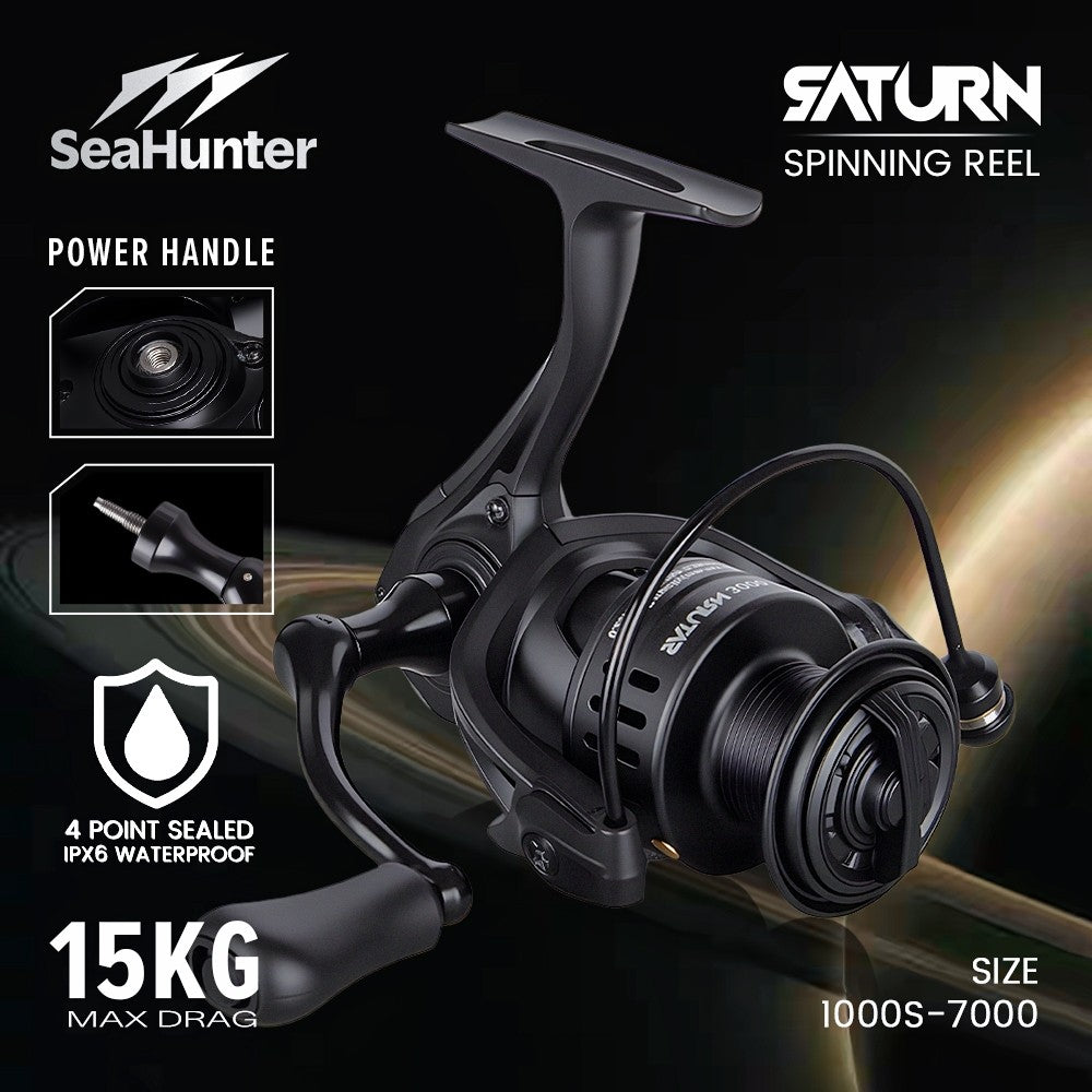 SeaHunter Saturn Spinning Reel 15kg Max Drag Power Handle Saltwater Freshwater Lightweight Fishing Reel 1PC