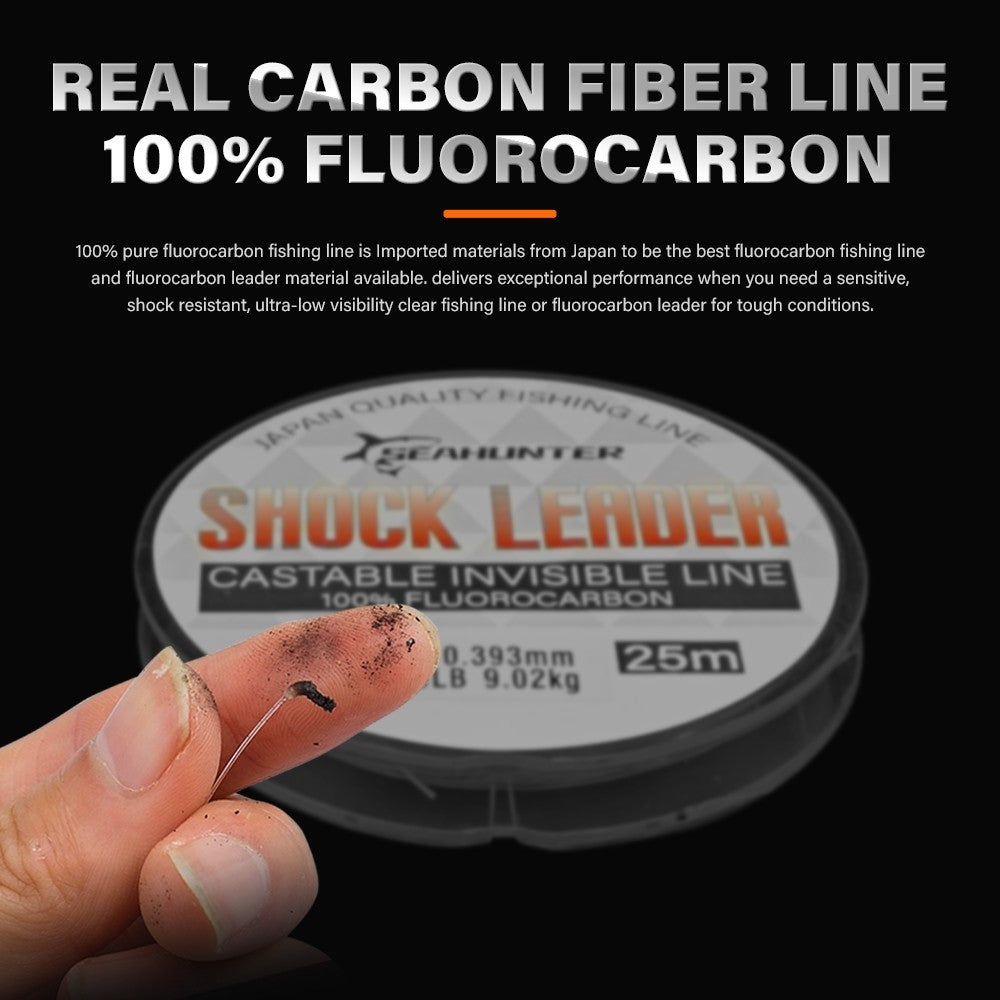 SeaHunter 25M Fluorocarbon Coated Shock Leader Invisible Strong Saltwater Freshwater Clear Fishing Line 1PC