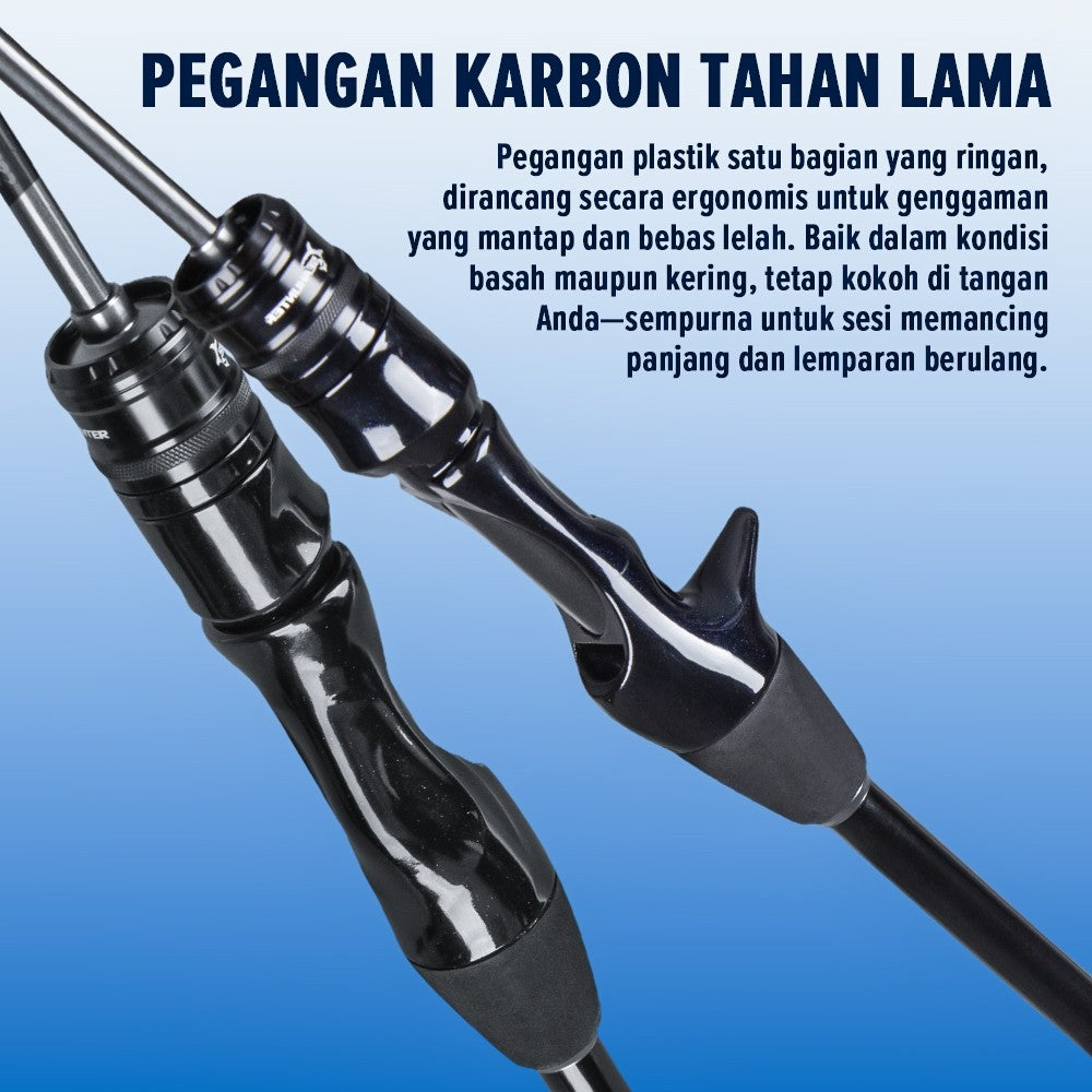 [OFFICIAL] SeaHunter Blue Shark Joran Pancing BC Casting/Spinning, Cincin Panduan FUJI O,Max 10kg,Panjang 1.5M/1.68M/1.8M (4.92FT), Berat 80g, Umpan 1-9G, Tipe UL, Serat Karbon,  BFS Tombol Suara, Lampu Tiang Ikan Mikro, Ujung Padat Karbon Fiber