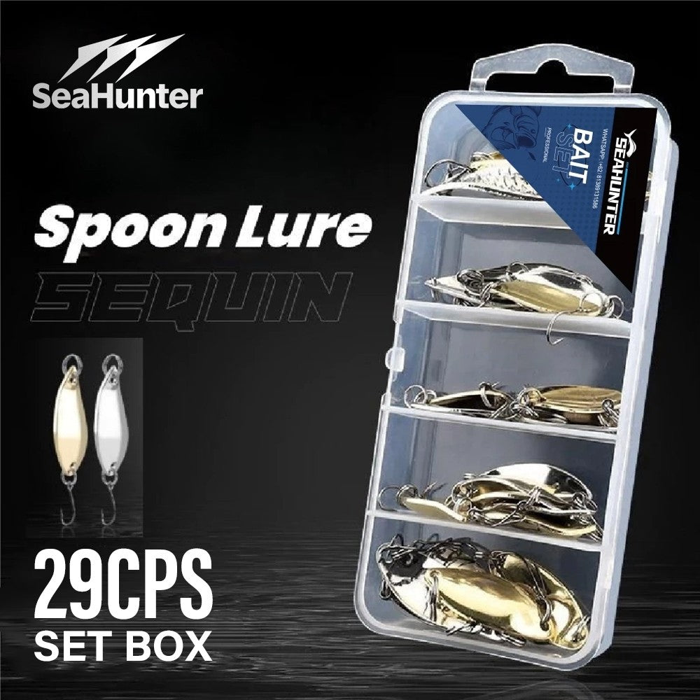 SeaHunter Fishing Lure Set Includes Frog Lures Metal Jigs Mirror Baits and Tackle Box 1Set