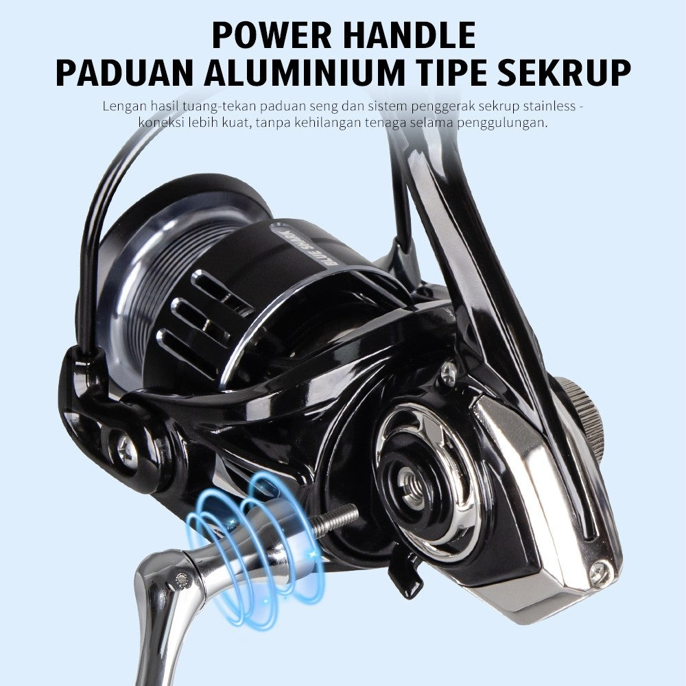 [OFFICIAL] SeaHunter Blue Shark Reel Pancing Power Handle Spinning reel,BB 4+1 Bearings, 5.2:1 Gear Ratio, Max 8KG Drag,Kumparan Dangkal Aluminium,Freshwater/Saltwater Fishing
