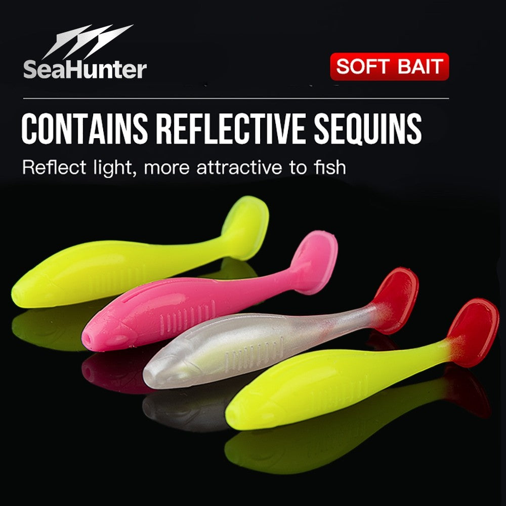 SeaHunter 6pcs TPE Soft T-Tail Lure Set 7.5cm 4g Artificial Swimbaits for Saltwater Freshwater 1Set