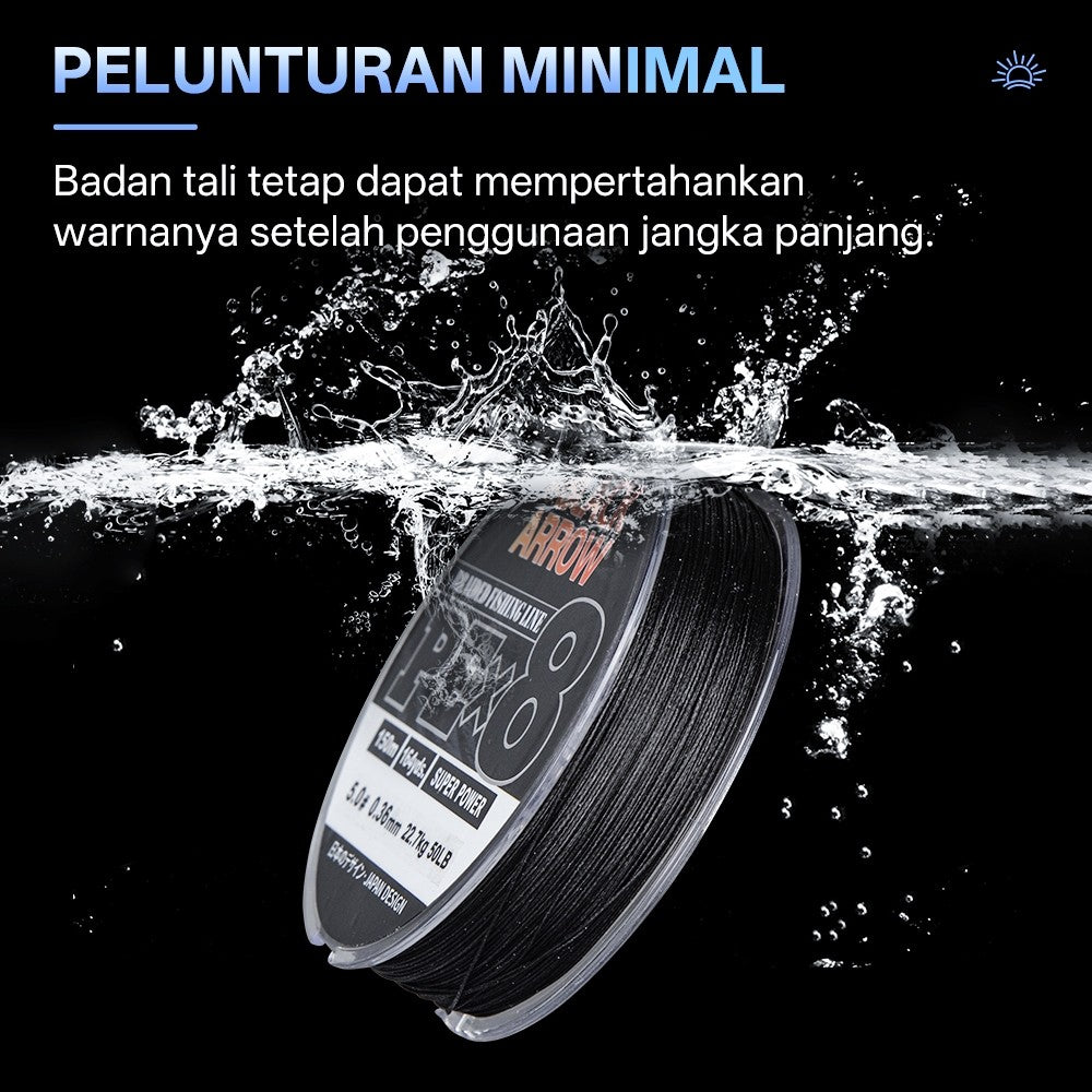 [OFFICIAL] SeaHunter Black Arrow PE X8 Senar Pancing 150M 5.4KG-22.7KG(12-50LB) Braided Fishing Lines 8 Untaian Kepang Senar PE Multifilamen Kualitas Jepang Senar Utama Kekuatan Tinggi senar pancing kuat, senar pancing pe