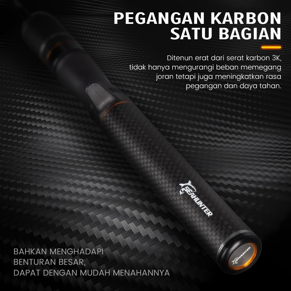 [OFFICIAL] SeaHunter Black Arrow Telescopic Rod Joran Pancing, FUJI O Ring 1.5m/1.68m/1.98m Long Castking Rod,30T Batang Kosong Kain Karbon,Power L Spinning/BC Fishing Rod Tombol Suara Lampu Tiang Ikan Mikro