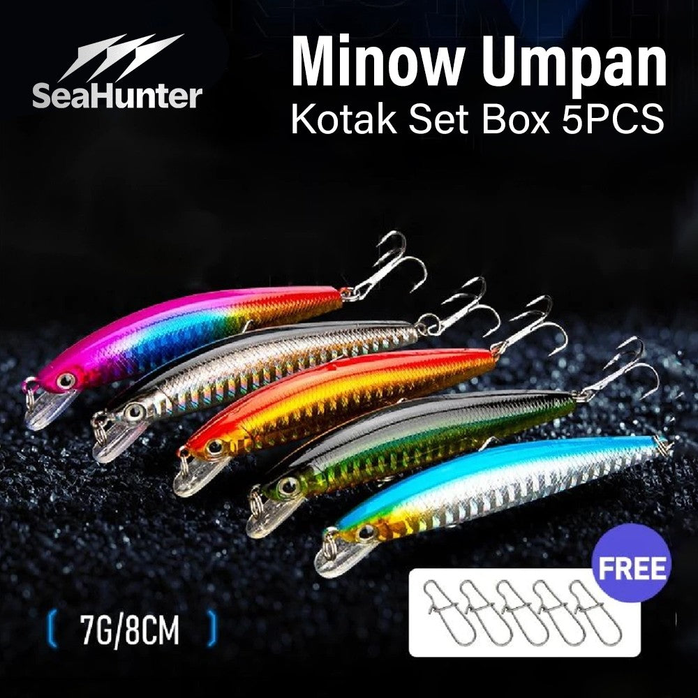 SeaHunter Fishing Lure Set Includes Frog Lures Metal Jigs Mirror Baits and Tackle Box 1Set