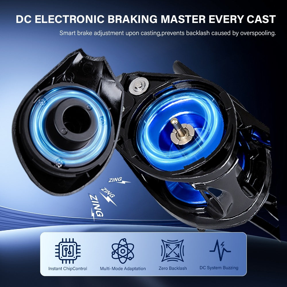 [OFFICIAL] SeaHunter Blue Shark DC Baitcasting Reel Pancing, Sistem Kontrol Digital Anti-Backlash, Rasio Gigi 7.0:1,5+1 BB Bearing, Drag MAX 5kg, Rangka Nilon Diperkuat Hanya 153g, Spool Aluminium CNC, Reel Air Asin & Air Tawar untuk Memancing Casting BC