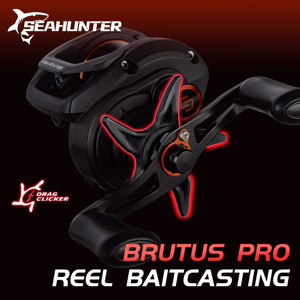 [OFFICIAL]SeaHunter x KastKing BRUTUS PRO Reel BC Baitcasting Reel Pancing,Drag Clicker,7.2:1 Gear Ratio,5+1 BB Ball bearing,Aluminum Alloy Spindle,8KG Max Drag,for Saltwater,Freshwater Casting Gulungan Pancing Reels BC, Kiri/Kanan