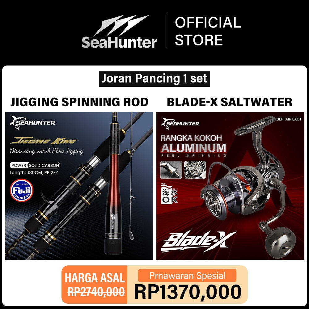 [OFFICIAL] SeaHunter Blade X Saltwater Power Handle Reel + Jigging Spinning Joran Pancing Fishing Rod = 1 SET