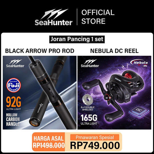 SeaHunter Nebula DC Digital Control Baitcasting Reel and Black Arrow Pro Ultralight Rod Set