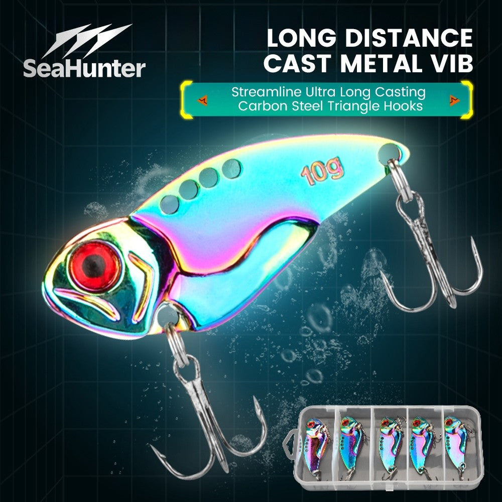 SeaHunter 5pcs Metal VIB Fishing Lure Set 4cm 7g Sinking Baits with Tackle Box 1Set