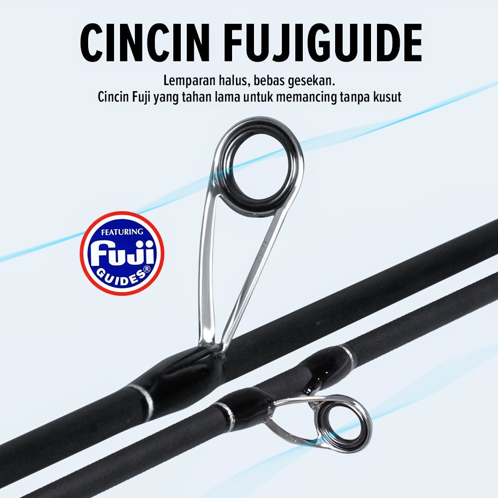 [OFFICIAL] SeaHunter Blue Shark Joran Pancing BC Casting/Spinning, Cincin Panduan FUJI O,Max 10kg,Panjang 1.5M/1.68M/1.8M (4.92FT), Berat 80g, Umpan 1-9G, Tipe UL, Serat Karbon,  BFS Tombol Suara, Lampu Tiang Ikan Mikro, Ujung Padat Karbon Fiber