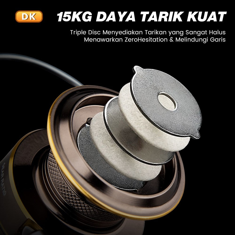 [OFFICIAL] Reel Pancing SeaHunter  Dark Knight Reel Spinning DK 1000-7000 Saltwater Reel One Way Full Besi Laut Semua Logam Memutar Gulungan Pancing 5+1 BB 5.2:1 Rasio Gigi Tarikan Maksimal 15Kg Reel Spinning Reel Pancing Putar