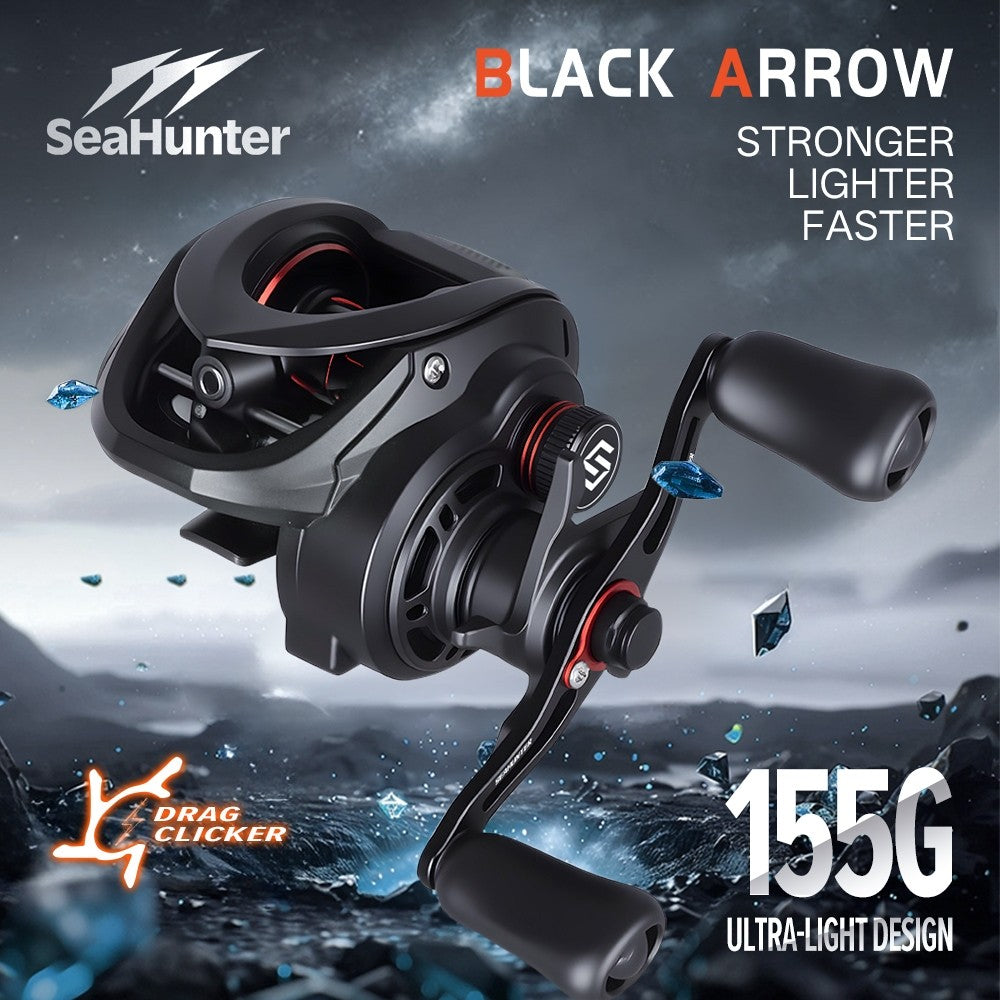 SeaHunter Black Arrow UL Professional Set 155g BC Reel Carbon Rod X8 Line Finesse Fishing Combo