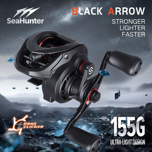 SeaHunter Black Arrow UL Professional Set 155g BC Reel Carbon Rod X8 Line Finesse Fishing Combo
