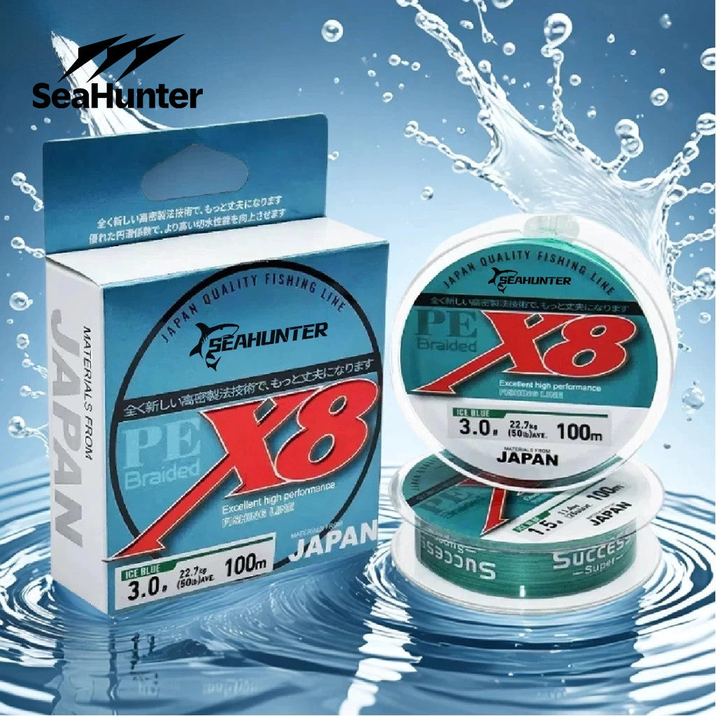 [OFFICIAL] SeaHunter Blue Shark 100M&150M&300M PE X8 Senar Pancing, Tahan Aus Senar PE X8 Hijau Merah Anti Kusut Tali Pancing Dikepang 300m Halus Lembut Jepang Braided Fishing Line Memancing Di Laut