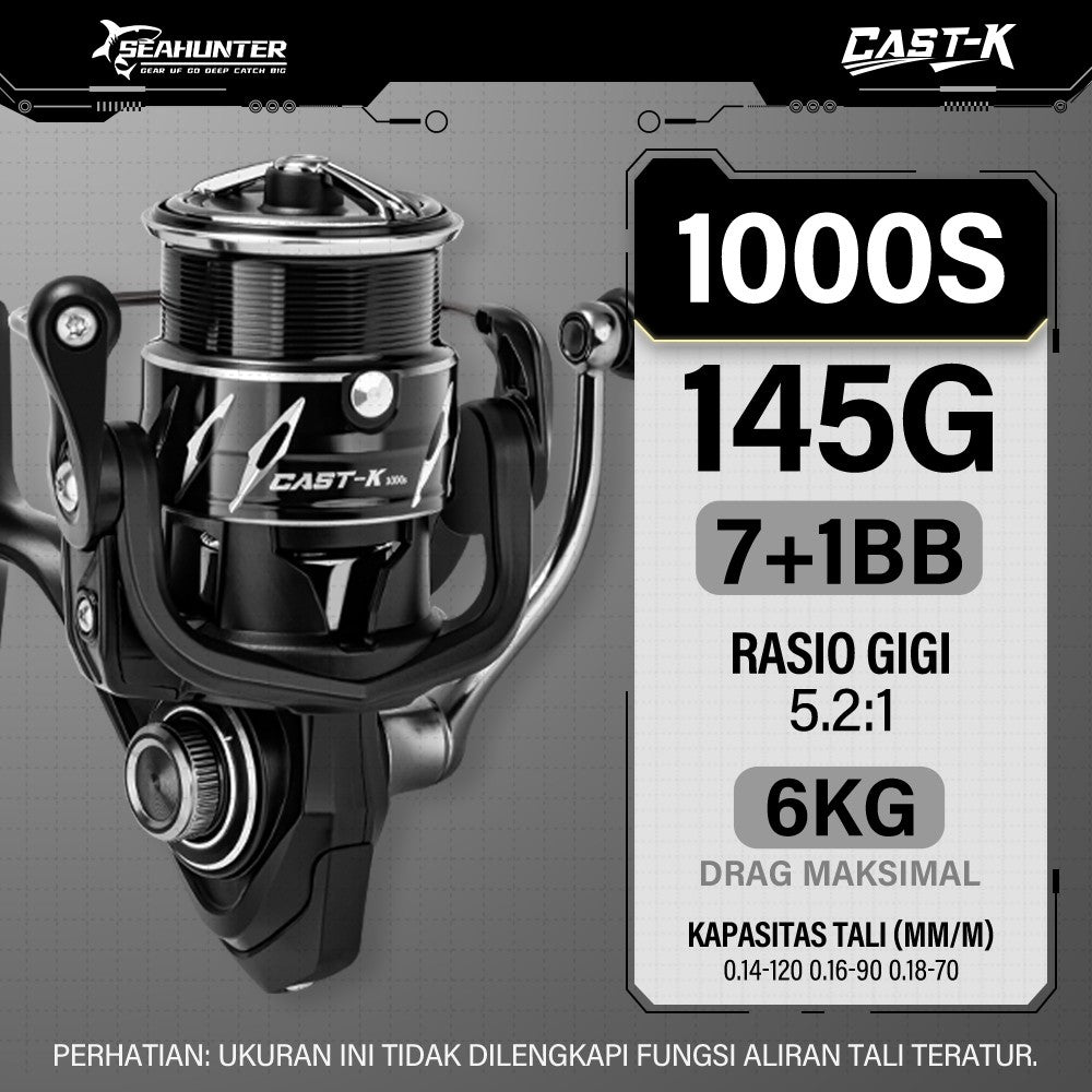 [OFFICIAL] Susunan Tali Rata Dan Padat 3000/4000 - SeaHunter CAST KING Power Handle Reel Pancing,7+1BB, 5.2:1 Gear Ratio,6KG MAX Grag,Stainless Steel Bearing, Full Carbon Material, Only 145g, 3 Waterproof Sections Suitable For Seawater & Freshwater