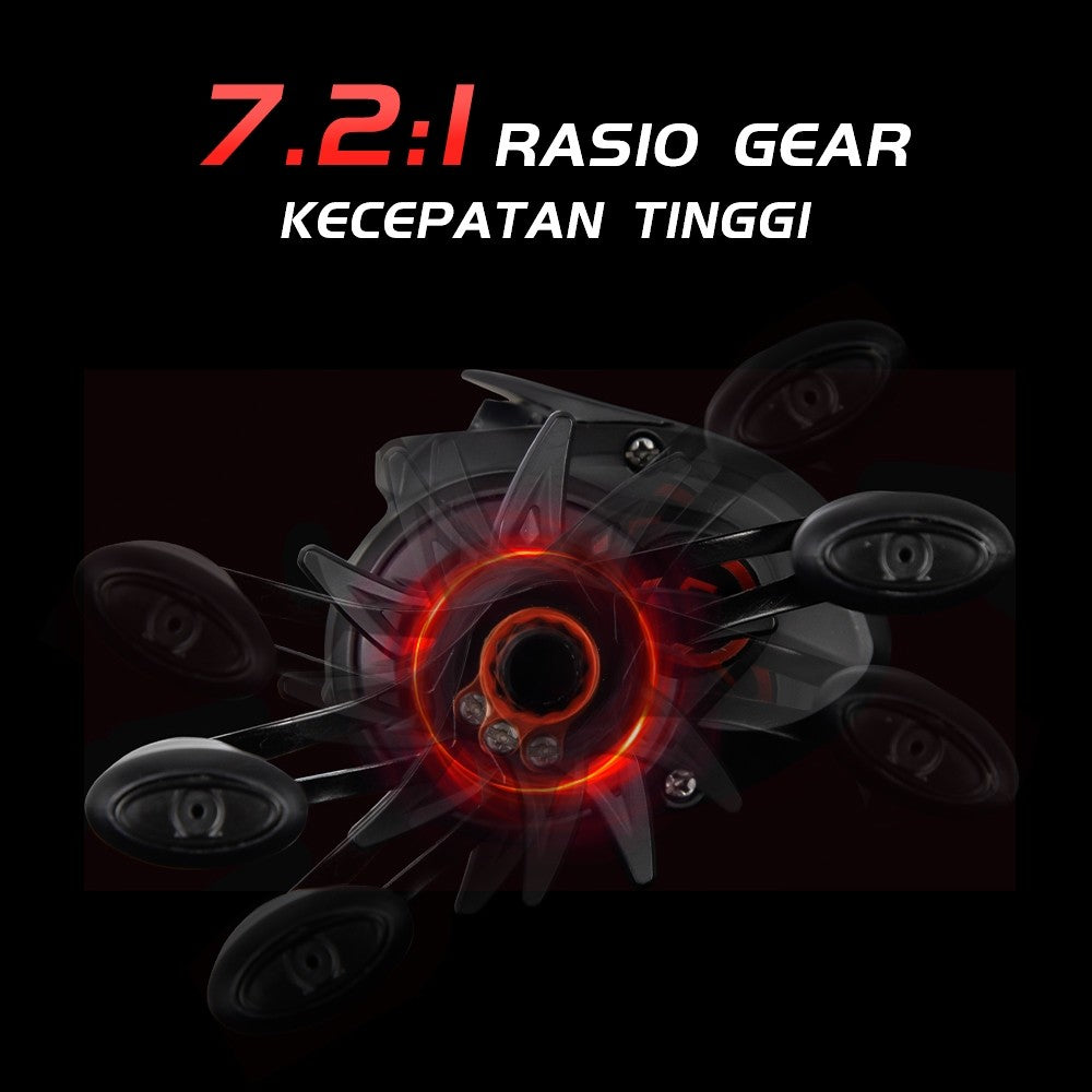 [OFFICIAL]SeaHunter x KastKing BRUTUS PRO Reel BC Baitcasting Reel Pancing,Drag Clicker,7.2:1 Gear Ratio,5+1 BB Ball bearing,Aluminum Alloy Spindle,8KG Max Drag,for Saltwater,Freshwater Casting Gulungan Pancing Reels BC, Kiri/Kanan