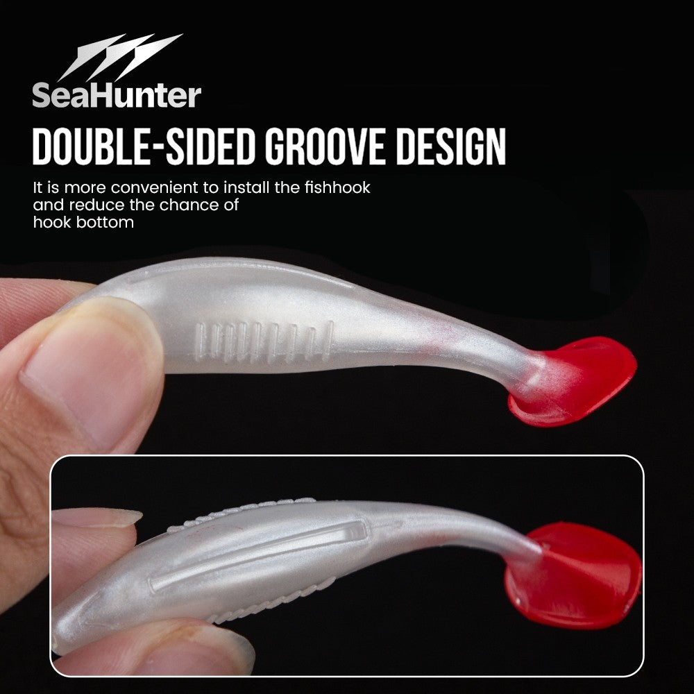 SeaHunter 6pcs TPE Soft T-Tail Lure Set 7.5cm 4g Artificial Swimbaits for Saltwater Freshwater 1Set