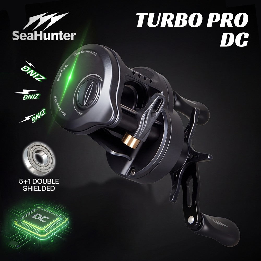 [OFFICIAL] SeaHunter Turbo Pro DC Reel Pancing BC Elektronik dengan Kerangka Komposit Nilon 155g Super Ringkas, Lahar Bola Stainless Steel 5+1 Segel Ganda, Pemanduan Kawat Didepan Keramik, Cocok untuk Semua Kondisi Perairan Baitcasting DC Reel